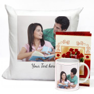 Elgance of Joy - Personalized Mug & Cushion Combo and Card