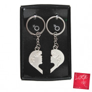 Boy and Girl Silver Keychain