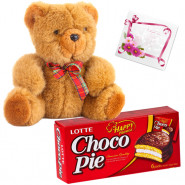 Choco with Teddy - Teddy 10 inch, Chocopie 6 pcs & Card