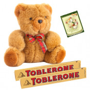 A Sweet Combination - Teddy 8 inch, 2 Toblerone & Card