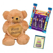 Cadbury Teddy - Teddy 12 inch with Heart, 5 Assorted Bars & Card