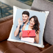 Double Sided Printed Personalized Hugs Photo Cushion and Card