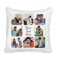 Personalized White Cushion (Eight Photos) & Card