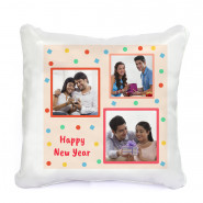 Personalized Happy New Year Photo Cushion (3 Photos)