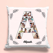 Personalized Alphabet Letter Photo Collage Cushion and Card