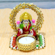 Traditional Laxmi Decorative Diya (with Wax Tealight) with Laxmi-Ganesha Coin
