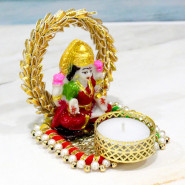 Traditional Laxmi Decorative Diya (with Wax Tealight) with Laxmi-Ganesha Coin