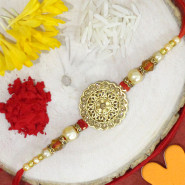 Antique Finish Elegant Rakhi with Diamonds & Pearls
