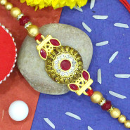 Exquisite Multi-Hue Diamonds Rakhi with Beads