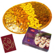 Wedding Sweets n Nut - Assorted Dryfruit 800 gms, Soanpapdi 250 gms and Card