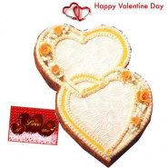 Double Treat - Double Heart Shape Cake 2.5 kg and Card