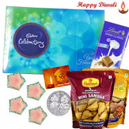 Heartly Choco - Cadbury Celebrations, Lindt Chocolate, 2 Namkeen, 4 Diyas, Laxmi-Ganesha Coin and Card