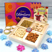 Special Dryfruit Mix - Assorted Dryfruits 200 gms, Celebration with 4 Golden Diyas and Laxmi-Ganesha Coin
