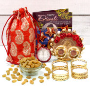 Raisins Thali - Raisins 200 gms Potli (D), Elegant Ganesh Thali with Flowers & Pearls with 4 Golden Diyas and Laxmi-Ganesha Coin