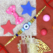 Elegant "Evil Eye" Rakhi with Golden Beads