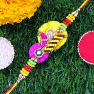 Colorful Thread Work with Beads Fancy Rakhi