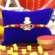 Stylish BRO Rakhi with Beads & Pearls