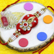 Traditional Diamond, Pearl & Bead Work Fancy Rakhi