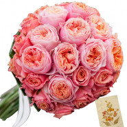 Care - 12 Pink Roses Bunch + Card