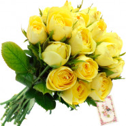 Condolence - 12 Yellow Roses Bunch + Card