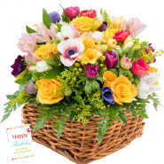 Expressions - 25 Seasonal Flowers Basket + Card