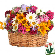 Eternal Affection - 30 Exotic Flowers Basket + Card