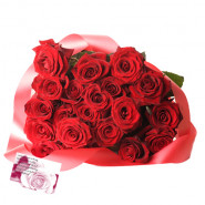 Miss U Everyday - 20 Red Roses Bunch + Card