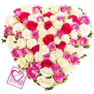 True Love - Heart Shaped 125 Mix Roses + Card