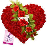 Heart with Love - 150 Red Roses Heart Shaped Arrangement + Card