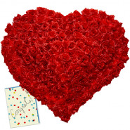 Heart of Roses - 200 Red Roses Heart Shaped Arrangement + Card