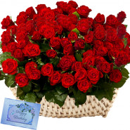 Lots Of Love - 100 Red Roses Basket + Card