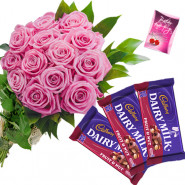 Fink Nut - 20 Pink Roses Bunch, 3 Fruit n Nut + Card