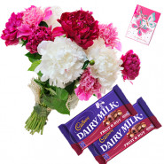 Mix of Nuts - 10 Mix Carnations Bunch, 2 Fruit N Nut + Card