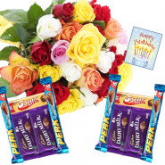 Choice of Love - 16 Mix Roses, 10 Assorted Bars + Card