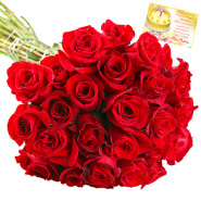 Red - 40 Red Roses Bunch & Card