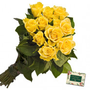 Yellow Bunch - 18 Yellow Roses Bunch & Card
