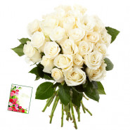 Fifty Shades of White - 50 White Roses Bunch & Card