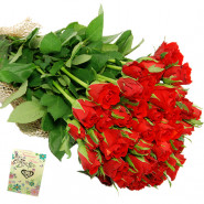 Hundred Roses - 100 Red Roses Bunch & Card