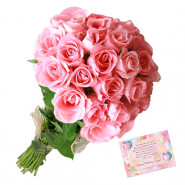Pink Rose Bunch - 20 Pink Roses Bunch & Card