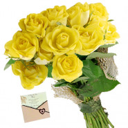 Merry Gift - 10 Yellow Roses Bunch & Card