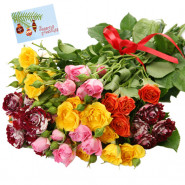 Glowing Bunch - 60 Mix Roses Bunch & Card