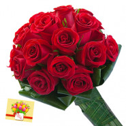 Sunny Bright - 18 Red Roses Bunch & Card
