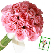 Blessed & Delight - 50 Pink Roses Bunch & Card