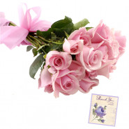 Reveling Joy - 10 Pink Roses Bunch & Card