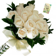Joy of White - 12 White Roses Bunch & Card