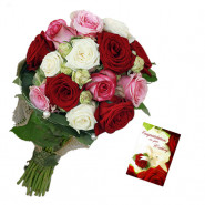 Mix Roses Bunch - 15 Mix Roses Bunch & Card
