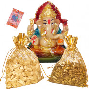 Magic of Ganesha - Cashew, Raisins in Potali, Ganesh Idol and Card