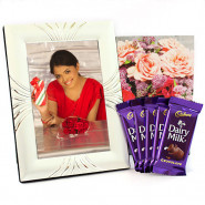 Silver Jubliee - Silver Photo Frame, 5 Dairy Milk and Card