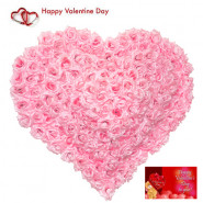 Romantic Heart - 100 Pink Roses Heart Shape Arrangement + Card