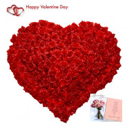 Red Roses Heart - 100 Red Roses Heart Shape Arrangement + Card